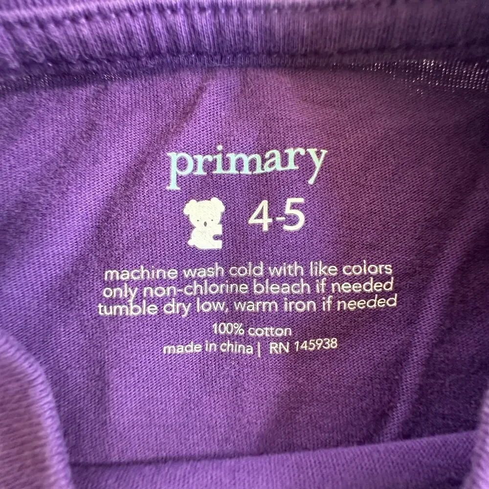 Primary Long Sleeve Purple Tee EUC 4/5